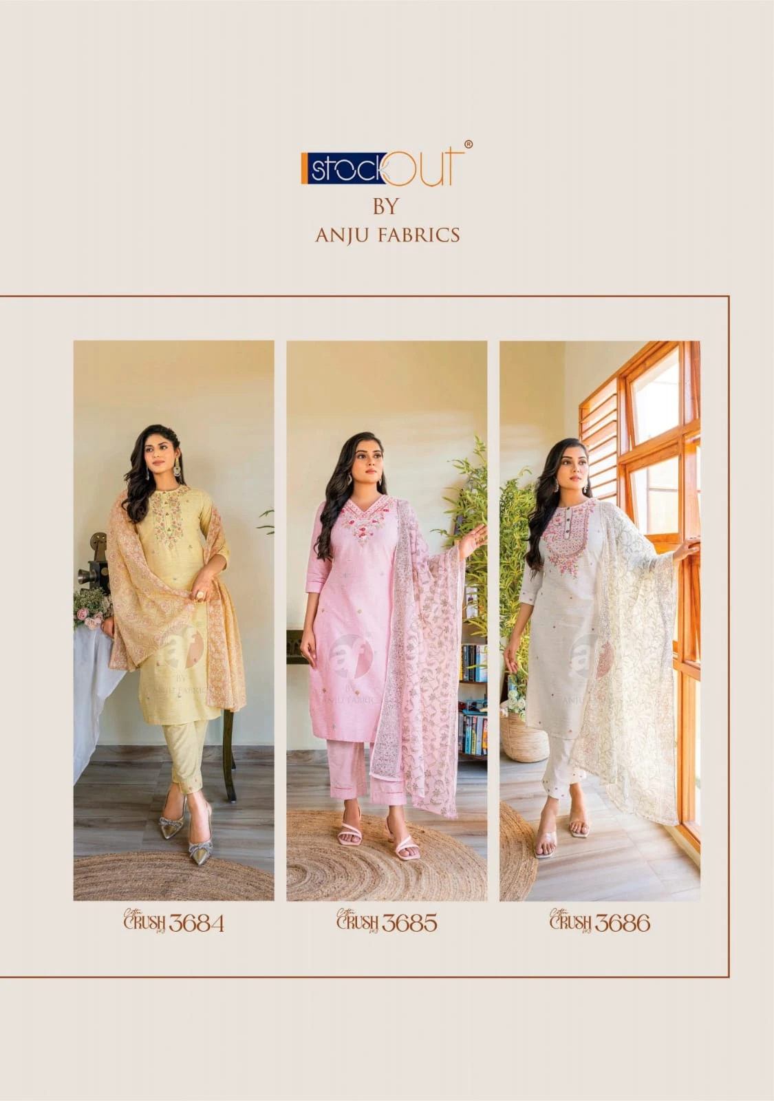 Anju Fabrics Cotton Crush Vol 3 Cotton Wholesale Fancy Readymade Salwar Suit Catalog — Wholesale Salwar Suits, Anju fabric wholesale from Surat — view 7